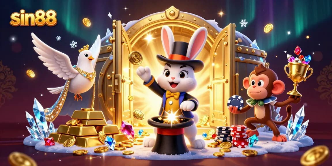 Experience thrilling gameplay at sin88 with a vibrant casino scene showcasing a magician rabbit and extravagant elements.