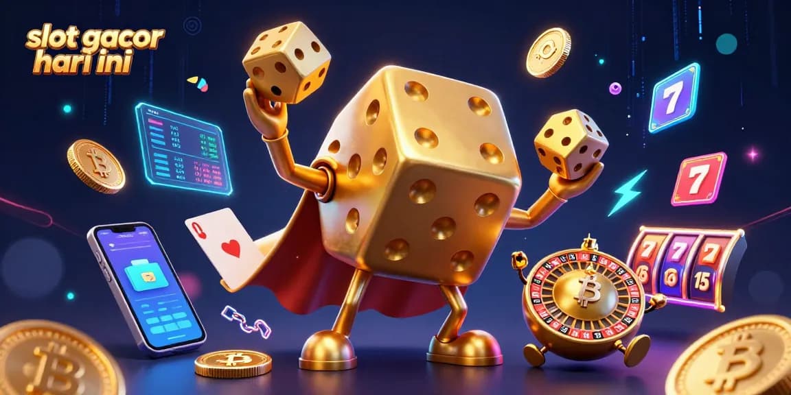 Experience the thrill of slot gacor hari ini with vibrant 3D visuals showcasing dynamic gambling elements.