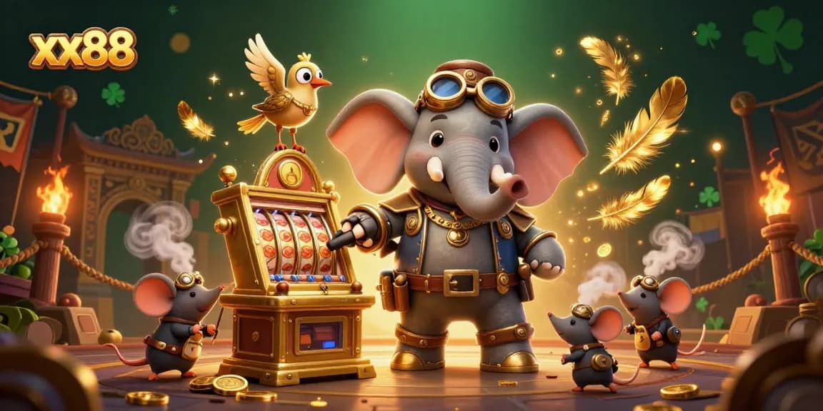 Experience thrilling gameplay at xx88, showcasing a vibrant steampunk-themed casino scene.