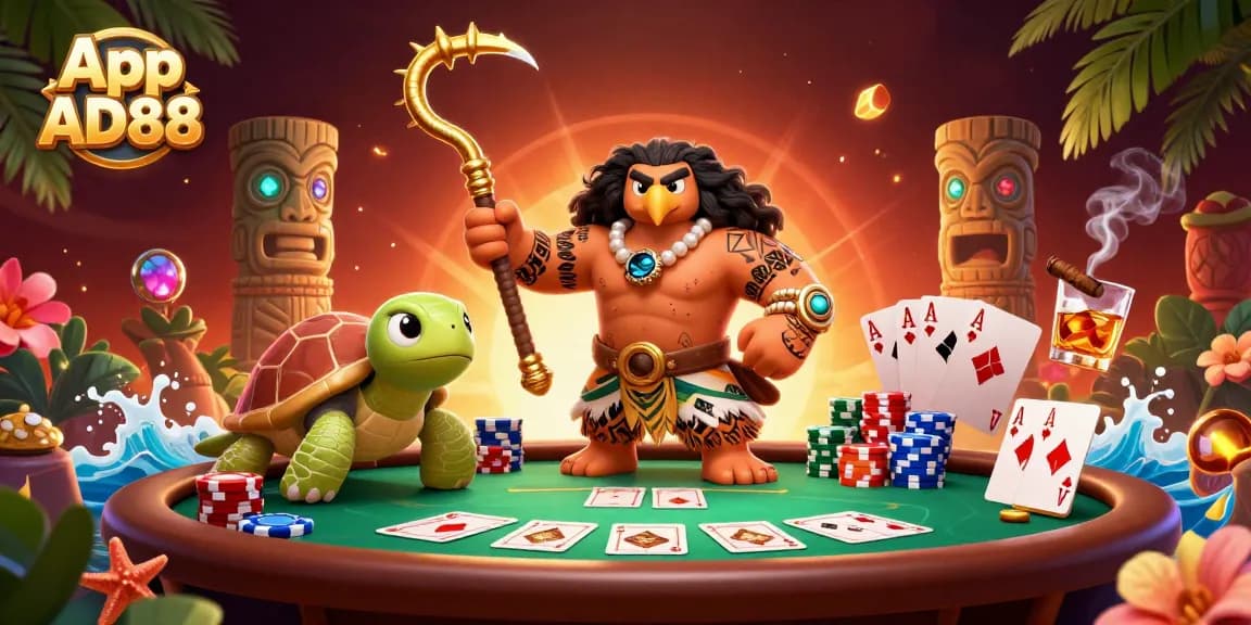 Win exciting rewards with the App AD88 in a vibrant casino-themed illustration.