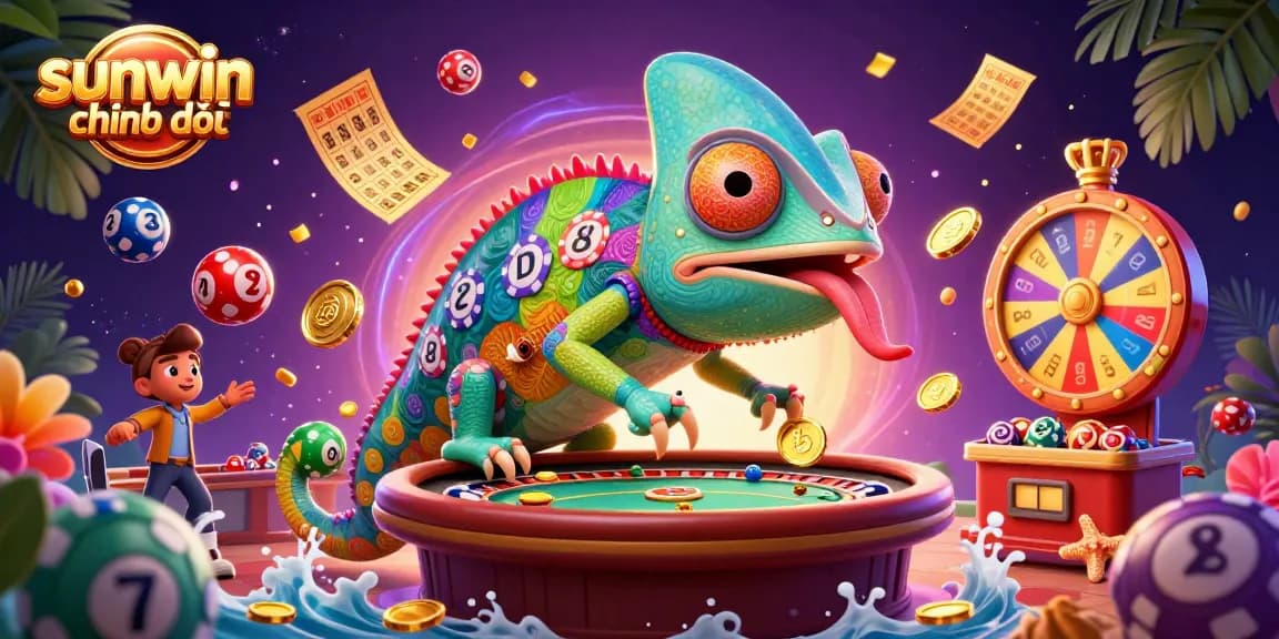 Experience the vibrant world of sunwin chính thức, featuring a colorful 3D casino illustration with dynamic elements.