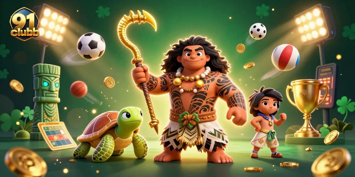 Experience exhilarating gaming action with 91clubb, featuring vibrant characters and sports elements.