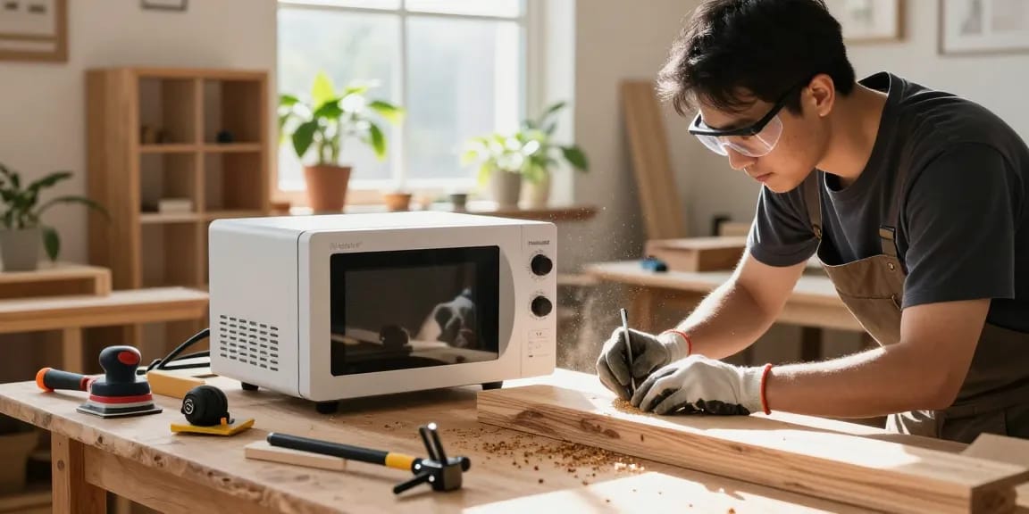Shashel technology in action eliminating woodworm in cozy workshop