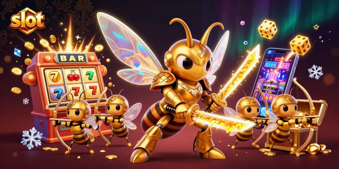 Slot menembak jackpot dengan karakter bumblebee kartun dan mesin slot yang menakjubkan.