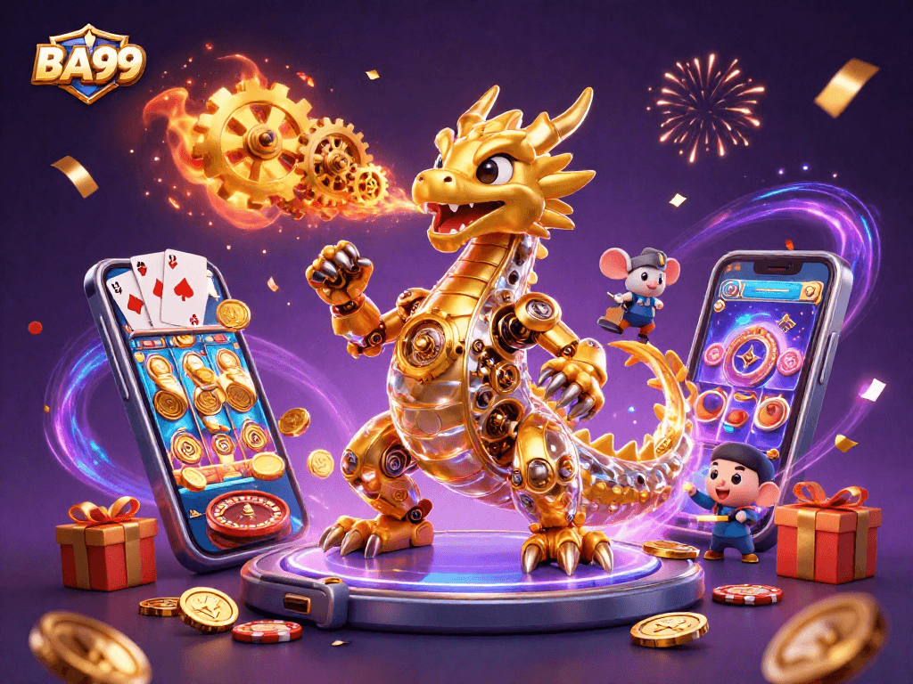 Experience winning excitement at BA99 with golden dragon and casino games in a vibrant 3D scene