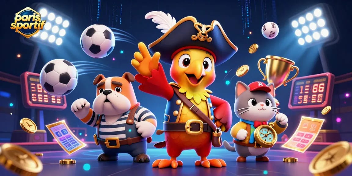 Réalisez des paris sportifs passionnants avec notre illustration animée captivante représentant un pirate et ses compagnons