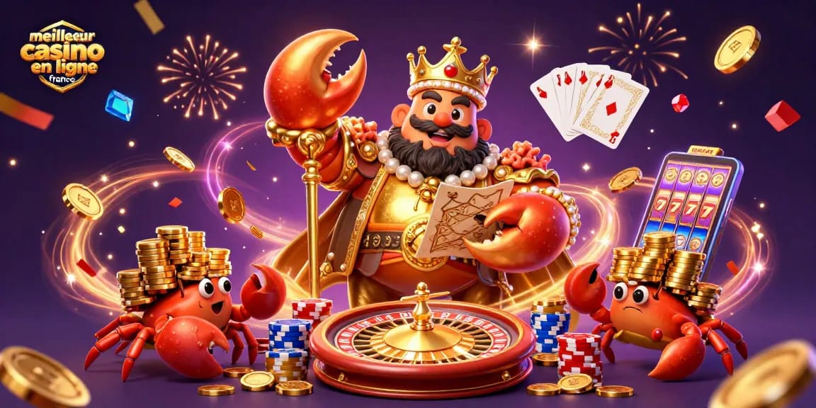 Découvrez le meilleur casino en ligne France avec une scène colorée de jeux et de gains.