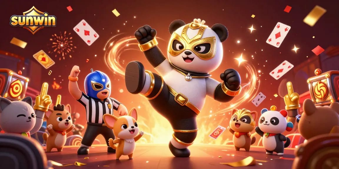 Experience the thrilling action at sunwin casino with vibrant characters and games in a dynamic 3D scene.