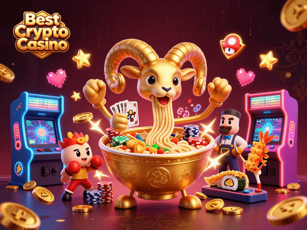 Engage with the Best Crypto Casino featuring vibrant 3D characters and dynamic arcade casino elements.