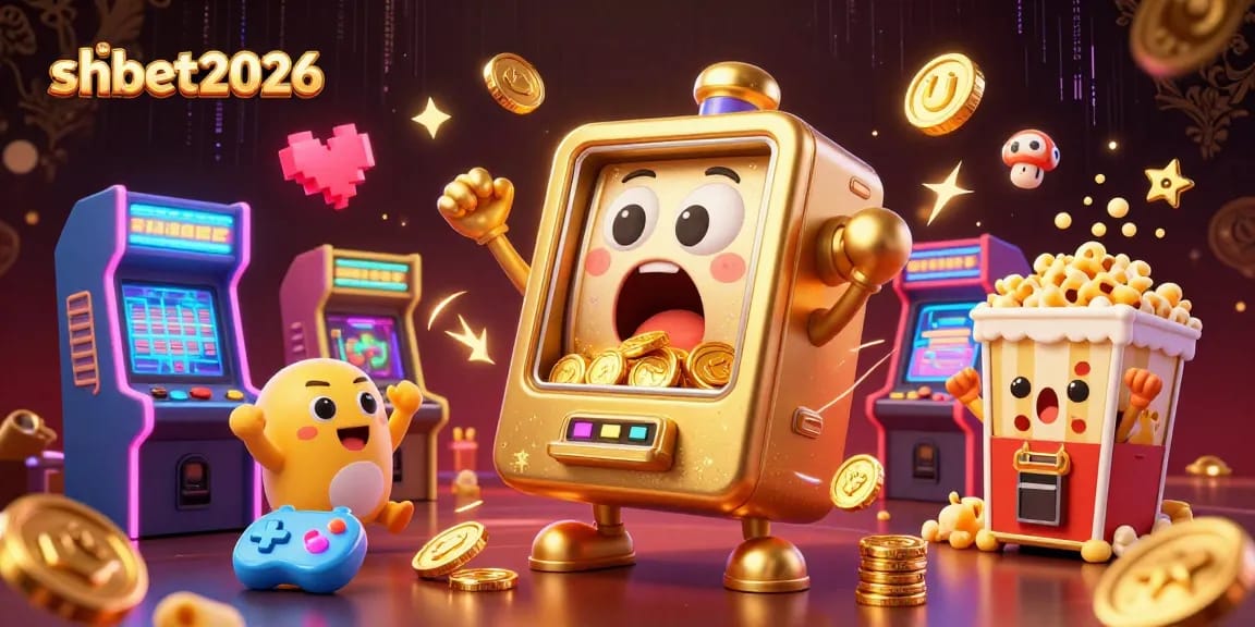 Experience the excitement of shbet2026 with golden slot machines celebrating jackpots amidst colorful gaming elements.