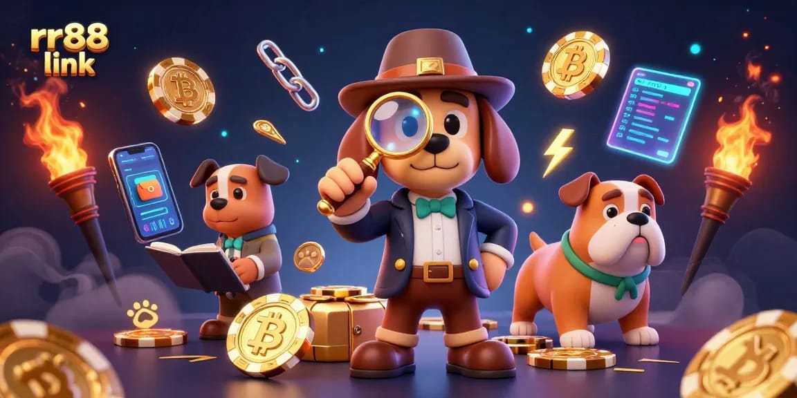 Play with rr88 link while exploring a vibrant casino scene with cartoon detective characters.