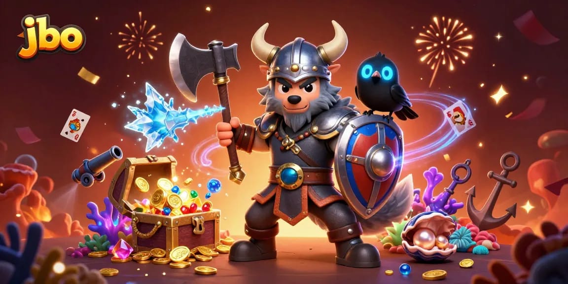 jbo Viking warrior unleashing ice-breathing dragon amidst casino treasures and icy gameplay elements