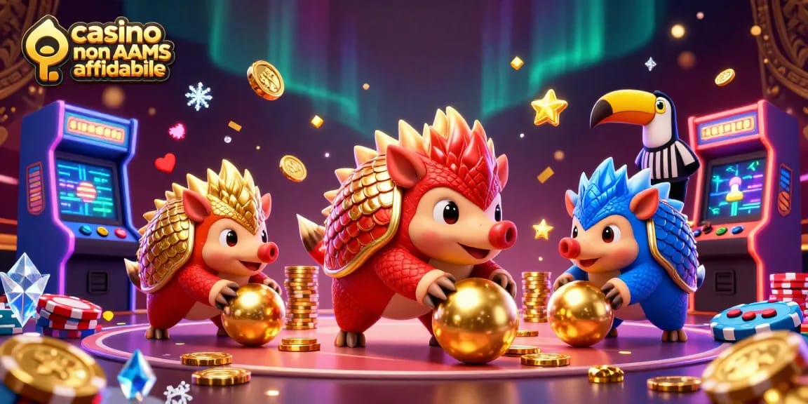 Gioca in un casino non AAMS affidabile con animali rivali del videogioco e macchine arcade colorate.