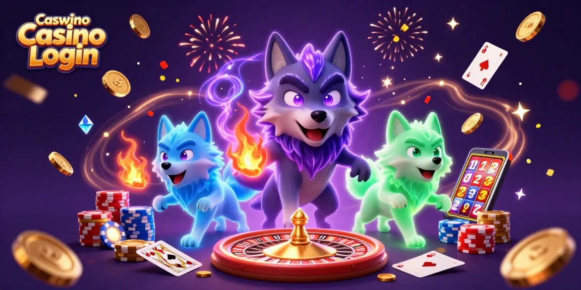 Experience seamless access to Caswino Casino Login with lively gaming elements and vibrant 3D visuals.