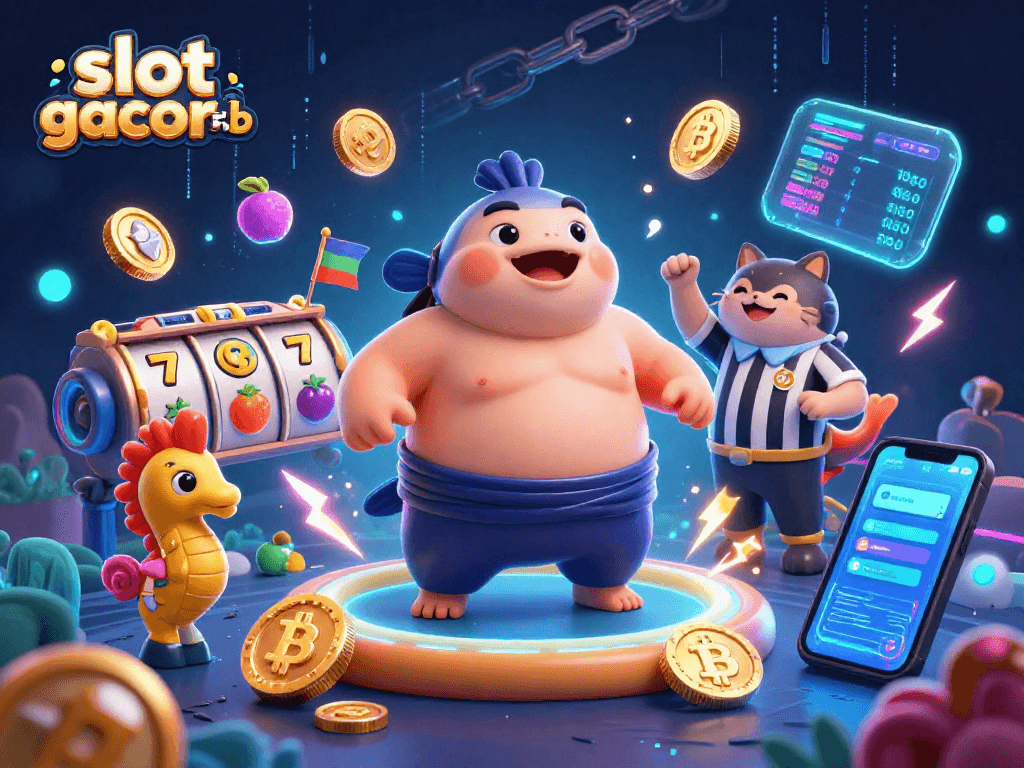 Spin the reels with slot gacor 5rb, featuring a colorful underwater casino scene.
