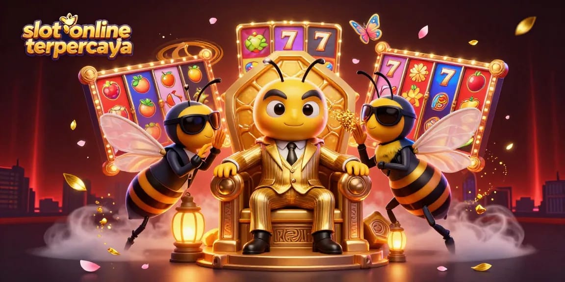 Experience excitement with slot online terpercaya as a buzzing bumblebee mob boss surrounded by jackpot elements.