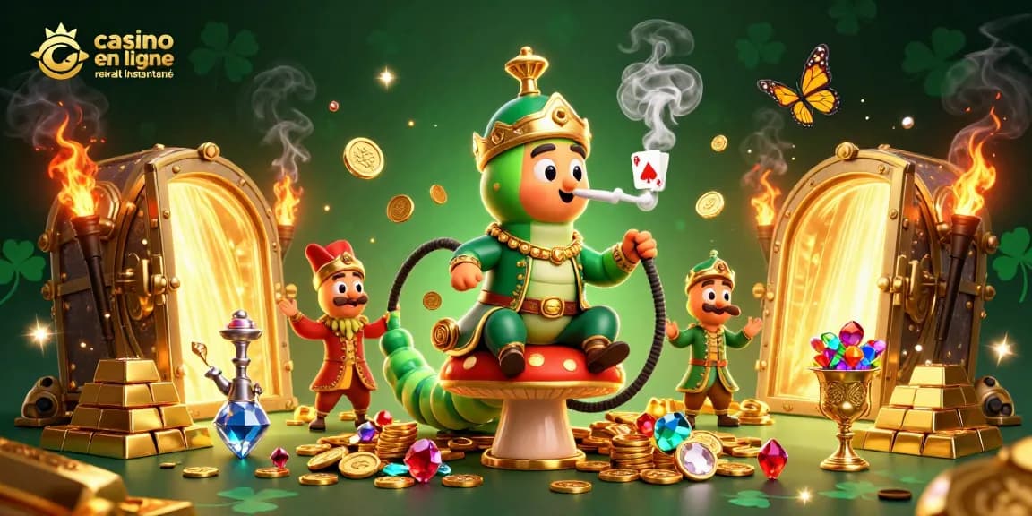 Expérience de jeu au casino en ligne retrait instantané avec des personnages de jeu haut en couleur et des symboles de poker.