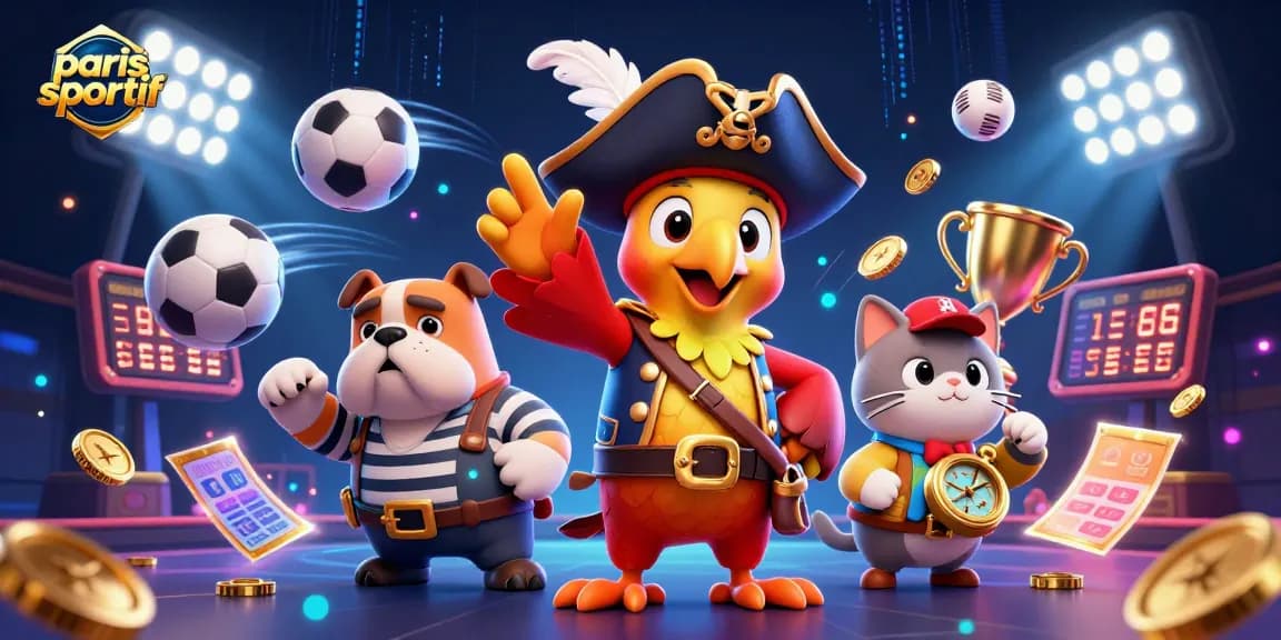Réalisez des paris sportifs passionnants avec notre illustration animée captivante représentant un pirate et ses compagnons