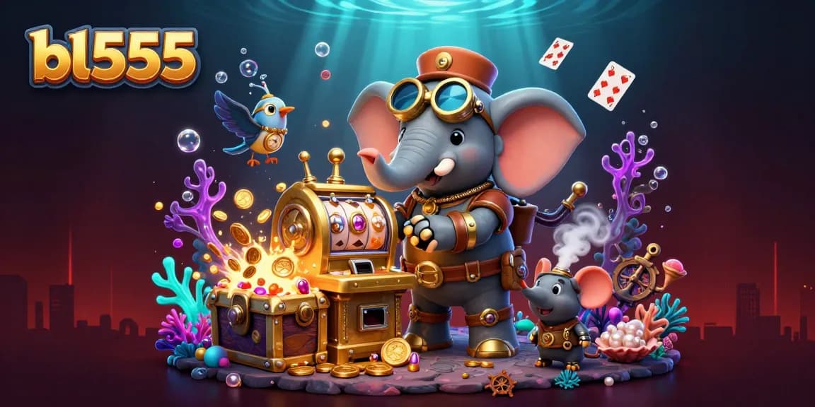 Engage in thrilling gaming action with BL555's vibrant casino atmosphere featuring slots and adventure.