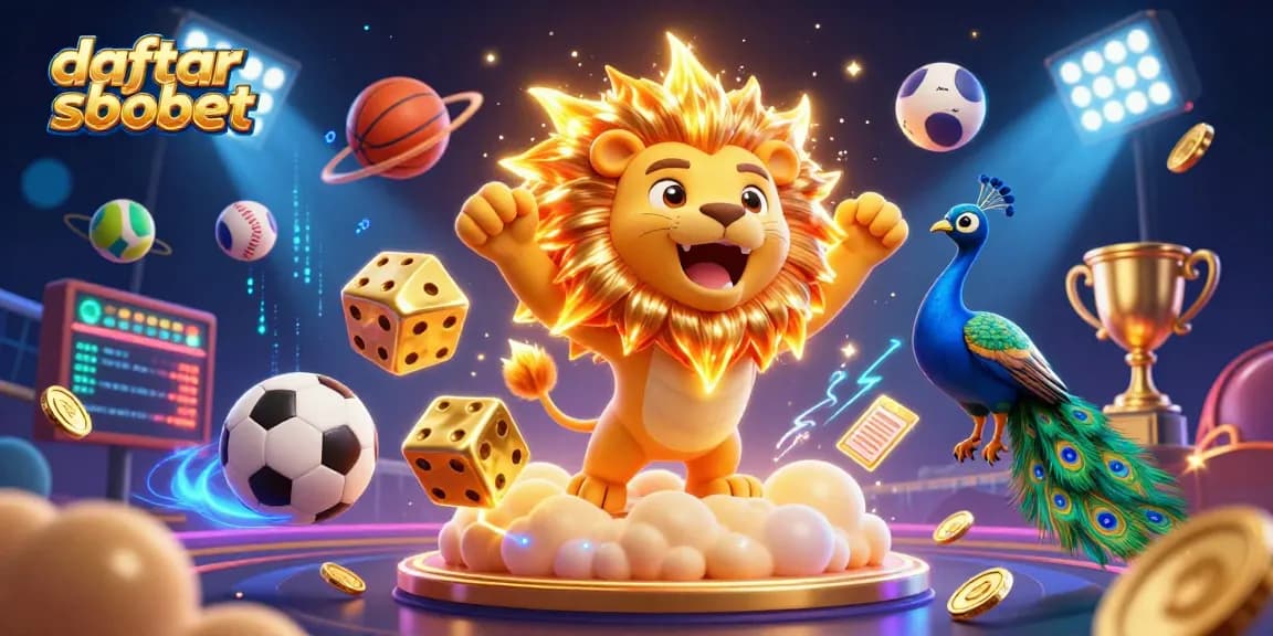 Experience the thrill of daftar sbobet with a vibrant 3D digital illustration featuring exciting sports elements.