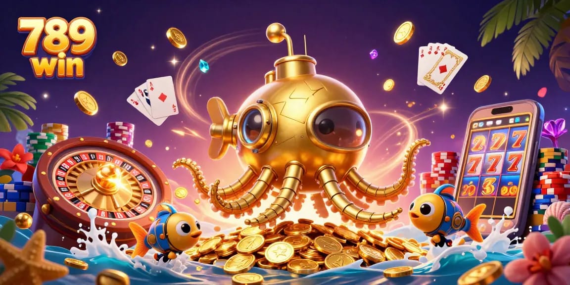 Spin and win with 789 win in a dynamic casino scene of treasure and excitement.
