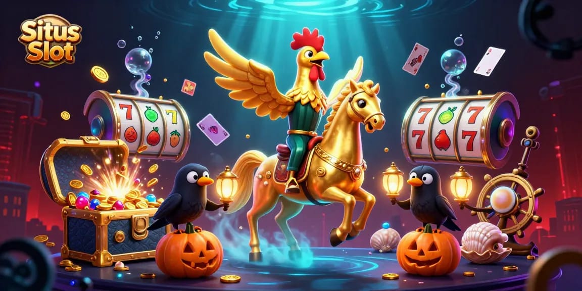 Spin lucky jackpots on Situs Slot with this vibrant 3D casino illustration full of excitement.