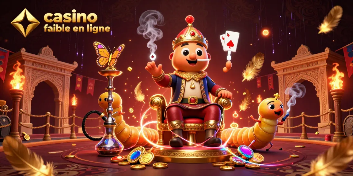 Illustration animée d'un casino fiable en ligne, mettant en scène un maître narguilé et des symboles de poker.