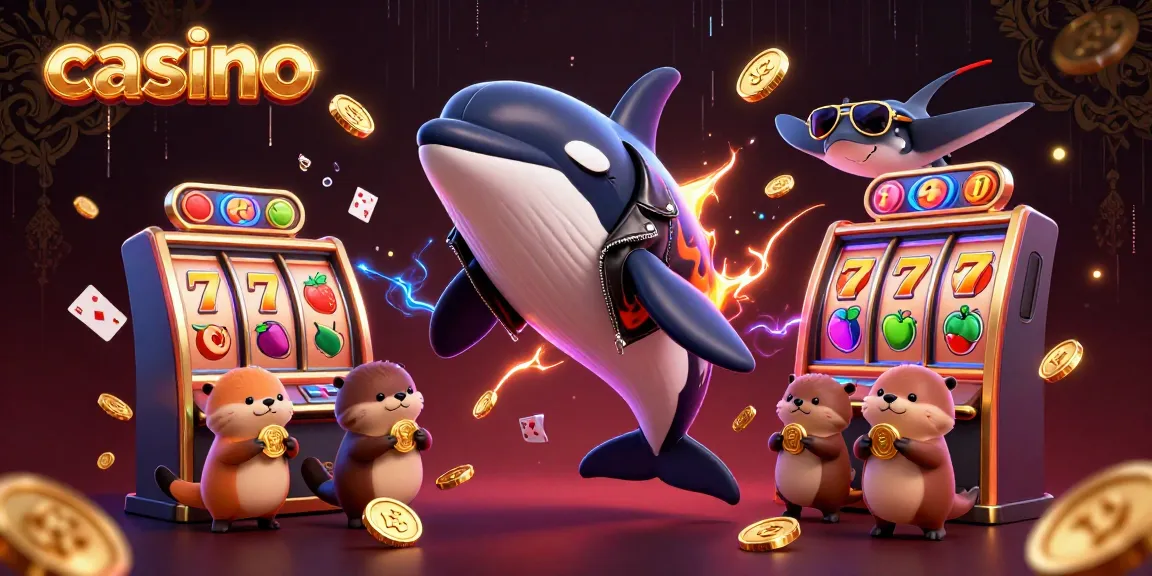 Engaging casino scene featuring an orca whale, stingray, and otters representing excitement in gambling.