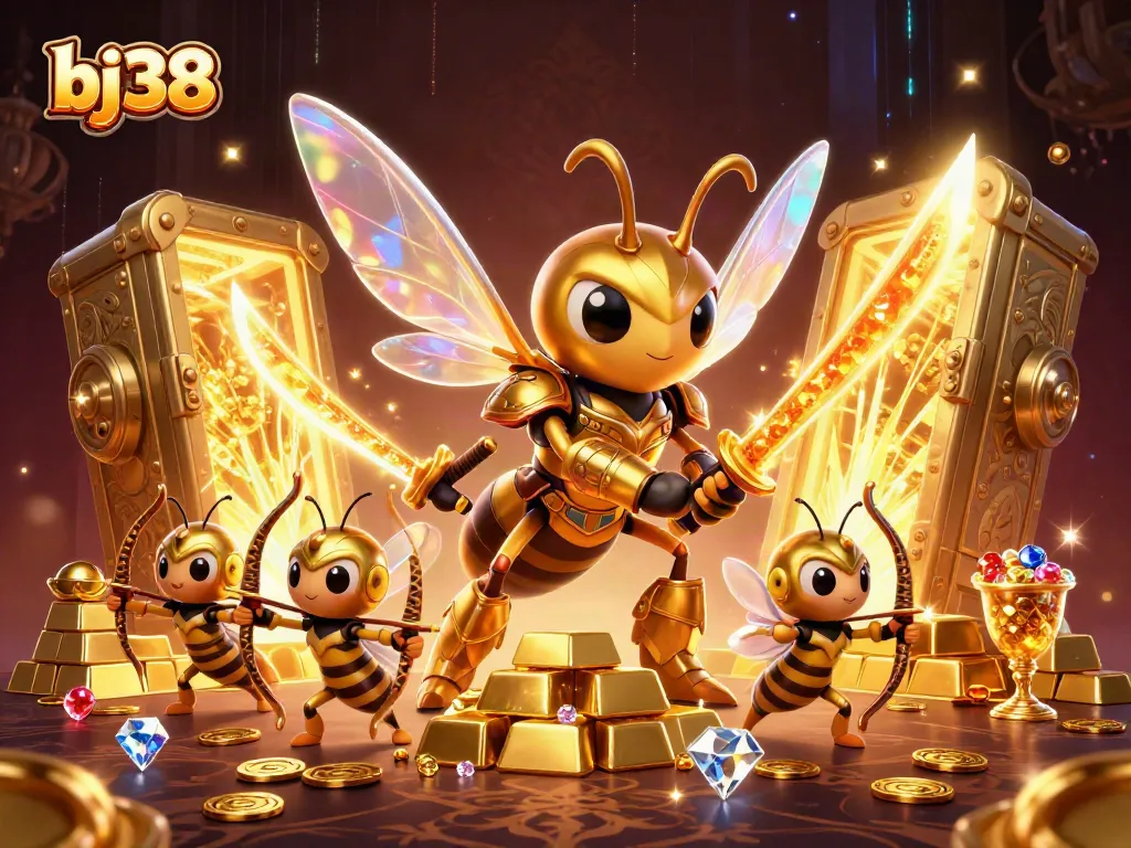 Engage with bj38 in a vibrant casino scene featuring thrilling treasures and dynamic characters.
