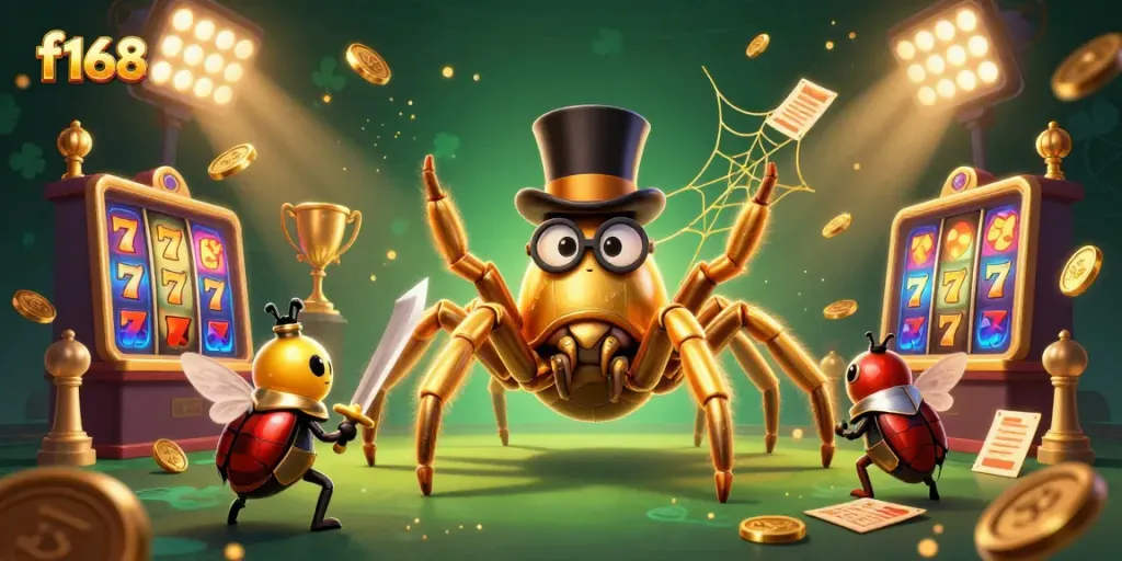 Experience thrilling f168 casino excitement with animated characters and dynamic gaming elements in a vibrant scene.