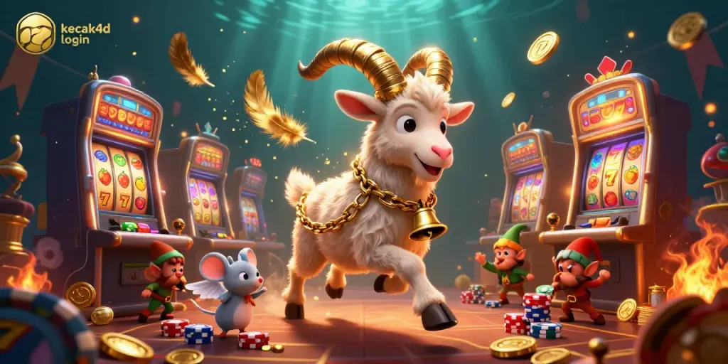 Engage with the kecak4d login vibrant casino scene featuring characters and slot machines in a dynamic illustration.