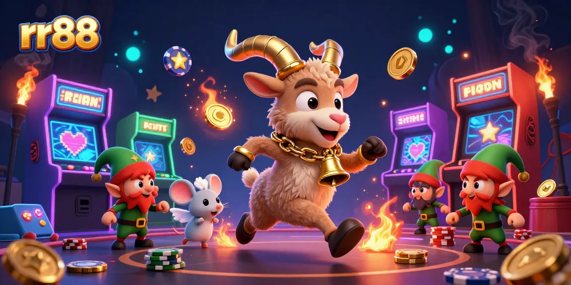 rr88 showcases a lively horror-themed casino with cartoon characters in a vibrant, playful scene.