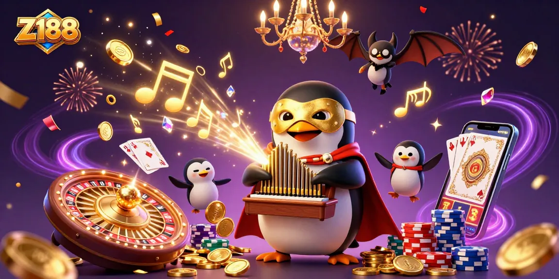 Z188 jackpot players spinning golden reels and winning at the lively casino scene featuring dynamic gaming elements.