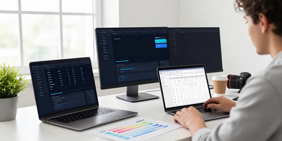 Dynamic SEO workspace with a focus on instant indexing tools, complete with multiple screens, content calendar, and analytics.