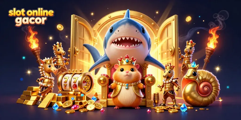 Experience thrilling wins with slot online gacor in this vibrant casino illustration featuring magical elements.