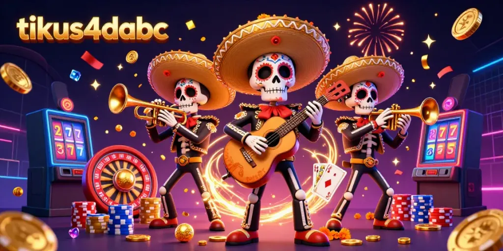 Temis permainan tikus4dabc dengan skeleton mariachi meriah dan elemen kasino.