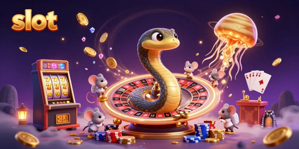 Spin and win with cosmic slots as astronauts bet on a roulette ring around Saturn.