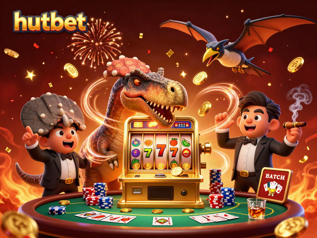 Experience the excitement of hutbet as a pachycephalosaurus triggers a jackpot with gold coins raining down.