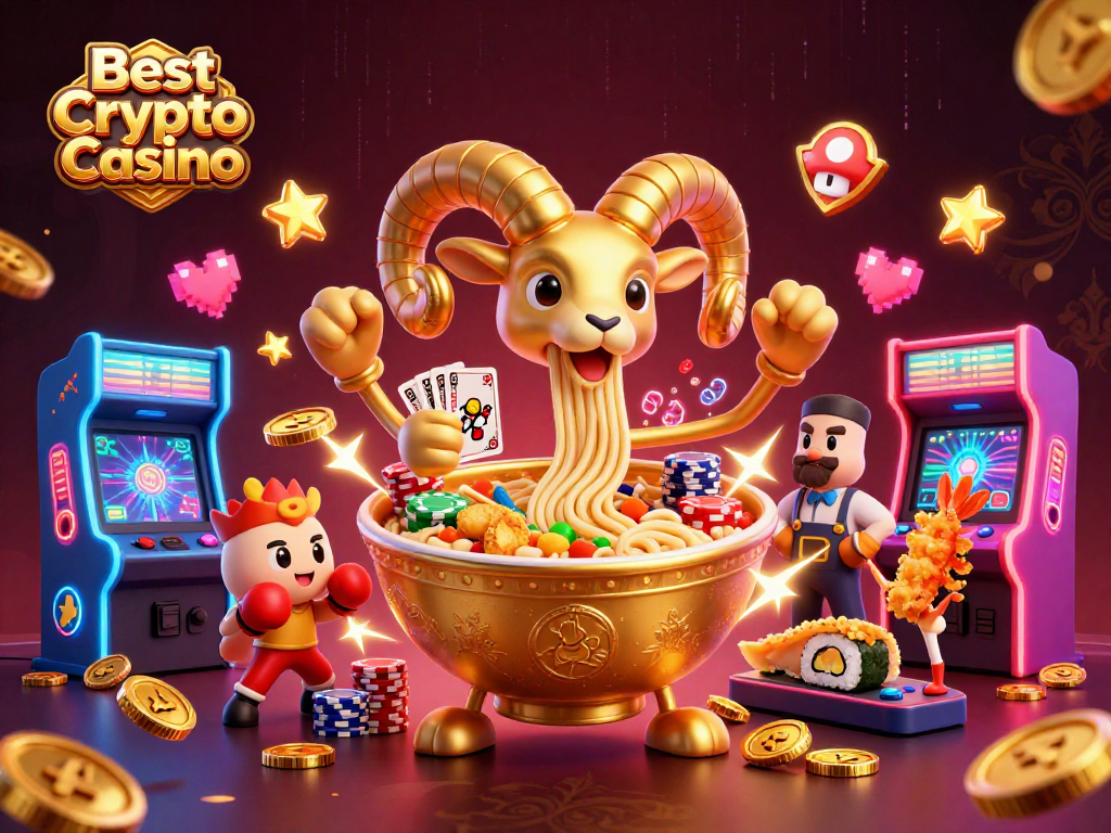 Engage with the Best Crypto Casino featuring vibrant 3D characters and dynamic arcade casino elements.