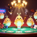 Experience the excitement at go 88 with glowing worms illuminating a vibrant casino scene featuring poker action.