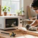 Shashel technology in action eliminating woodworm in cozy workshop