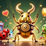 Découvrez un casino fiable en ligne avec un scarabée doré champion du monde sur un terrain de jeu coloré.