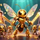Kobe's vibrant 3D casino scene showcases a hornet samurai amidst slot machines and treasure chests
