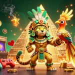 Jouez au casino en ligne avec des machines à sous et des personnages colorés dans un monde de jeux vibrant.