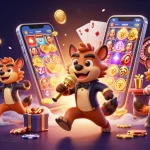 Play iwin through a vibrant 3D casino scene featuring hyenas in action.