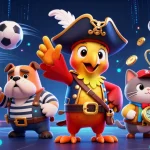Réalisez des paris sportifs passionnants avec notre illustration animée captivante représentant un pirate et ses compagnons
