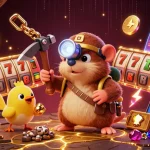 Experience the thrill of situs gacor with a treasure hunter mole in a vibrant casino scene full of jackpots.