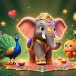 Retirez vos gains rapidement avec casino en ligne retrait instantané illustré par un éléphant à motifs Diwali.