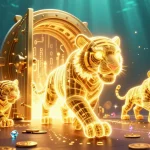 Le casino en ligne retrait instantané séduit avec une illustration animée captivante de tigres et de trésors.