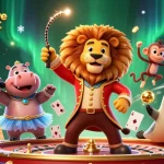 Jouez au casino live sans KYC avec cette illustration dynamique de personnages colorés et d'éléments de jeu excitants.